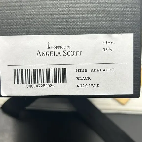 The Office of Angela Scott Adelaide Mule 38.5 Black Velvet Low Heel Wingtips NIB